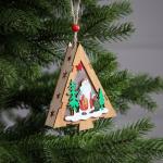 Ёлочная игрушка «Ёлочка с Дедом Морозом», 12?10?3 см, 1 LED, от батареек, свечение тёплое белое