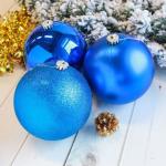Ёлочные игрушки «Гиганты», шары новогодние, d=15 см, набор 3 шт., синий