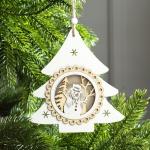 Ёлочная игрушка «Ёлочка со снеговиком», 15?14?2 см, 3 LED, от батареек, свечение тёплое белое