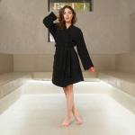 Халат махровый Экономь и Я женский, р 46-48 цвет черный, 100% хл с AIRO, 320 г/м?