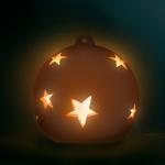 Ёлочная игрушка «Шар со звёздами», роспись, своими руками, керамический, со светодиодом