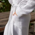 Халат вафельный женский удлинённый Этель «Boho» размер 54-56, цвет белый, 100% хлопок, 290 г/м?