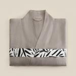 Халат женский домашний SL HOME Floral, размер 44-52, лён 100%, серый