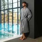 Халат вафельный мужской удлинённый Экономь и Я размер 46-48, цвет серый, 100% хлопок, 200 г/м?