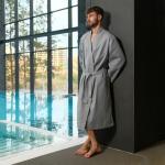 Халат вафельный мужской удлинённый Экономь и Я размер 50-52, цвет серый, 100% хлопок, 200 г/м?