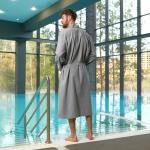 Халат вафельный мужской удлинённый Экономь и Я размер 50-52, цвет серый, 100% хлопок, 200 г/м?