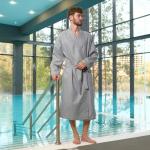 Халат вафельный мужской удлинённый Экономь и Я размер 50-52, цвет серый, 100% хлопок, 200 г/м?