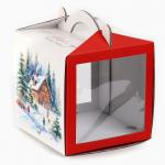 Коробка кондитерская новогодняя с окном, сундук, «Тепла и уюта», 20?20?20 см