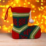 Конфетница «Сапожок», вязаный носок, с помпонами