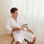 Халат вафельный мужской удлиненный Этель «Boho» размер 54-56, цвет белый, 100% хлопок, 290 г/м?