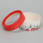 Коробка новогодняя для макарун тубус с окном «С Новым годом», 12?12?5 см