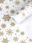 Бумага упаковочная новогодняя крафт, «Снежинки», на белом 75 г/м? 0.72?10 м