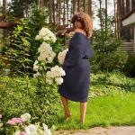 Халат вафельный женский удлинённый Этель «Boho» размер 42-44, цвет тёмно-серый, 100% хлопок, 290 г/м?