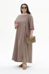 Платье А-силуэта с декоративной планкой по переду, цвет мокко