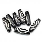 Бусина Дзи "Кундалини" из агата бочонок 10*30мм, цвет черный, 1 бусина