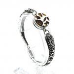 Браслет из ювелирного сплава с янтарной вставкой мозаика круг 18мм, 18см