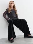 Брюки палаццо из бархата "Уголь" 7+