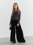 Брюки палаццо из бархата "Уголь" 7+