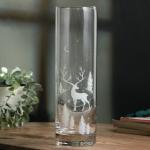 Ваза для цветов стекло новогодняя «Олень», прозрачная, высота 26.3 см