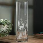 Ваза для цветов стекло новогодняя «Олень», прозрачная, высота 26.3 см