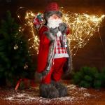 Дед Мороз под ёлку «Зимнее волшебство. Новогодняя игрушка в клетчатом свитере, с фонариком», 60 см