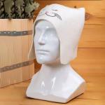 Шапка банная с вышивкой "Кошечка", фетр белый