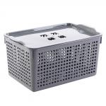 Корзинка Лофт 5,3л 295х185х145мм с крышкой белый, серый