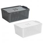 Корзинка Лофт 13л 395х272х168 мм с крышкой белый, серый