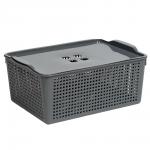 Корзинка Лофт 13л 395х272х168 мм с крышкой белый, серый