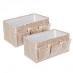 Комплект коробов тм VETTA ЛЁН, текстиль, бежевый, 25х15х12см, 2 шт