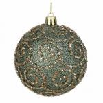 СНОУ БУМ Шар пластик 8 см, зеленый, с узором