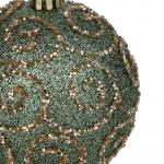 СНОУ БУМ Шар пластик 8 см, зеленый, с узором