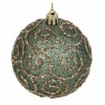 СНОУ БУМ Шар пластик 8 см, зеленый, с узором