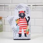 Варежка-прихватка «Доляна» Кот с покупками 20?28 см, габардин, 35% х/л, 65% п/э, ватин 250 г/м?