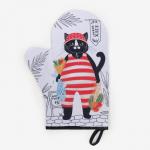 Варежка-прихватка «Доляна» Кот с покупками 20?28 см, габардин, 35% х/л, 65% п/э, ватин 250 г/м?