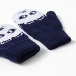 Варежки двойные детские «Мишка», цвет т.синий, р-р 12