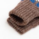 Варежки двойные детские, тёмно-коричневые, размер 14 (6-9 лет)