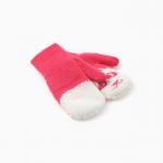 Варежки двойные детские «Мишка», малиновые, размер 16