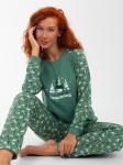 Костюм женский кулирка с брюками "ЗИМНИЙ ЛЕС" ЗЕЛЕНЬ
