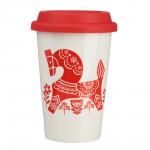 MILLIMI Кружка для кофе с силиконовой крышкой 450мл, фарфор, 2 дизайна