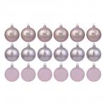 СНОУ БУМ Набор шаров 6 см, 18 шт, пластик, глиттер, 26-171