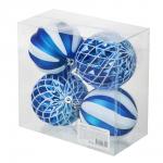 СНОУ БУМ Набор шаров 8 см, 4 шт, синий, белый, 26-141