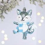Ёлочная игрушка "Весёлый лисёнок" 8.8*5.5*13.5 см, Голубой