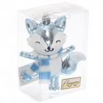 Ёлочная игрушка "Весёлый лисёнок" 8.8*5.5*13.5 см, Голубой