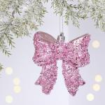 Ёлочная игрушка "Бант" 8.5*3*9.2 см, Розовый