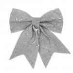 СНОУ БУМ Бант 20x21 см, полиэстер, серебро