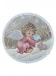 Ангел и зайчики Девочка Салфетка круг д45 см 2107979