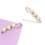 Булавка с 3 бусинами и стразами 5,8 см (2 шт) SF-8108, кремовый/золото