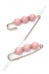 Булавка с 3 бусинами и стразами 5,8 см (2 шт) SF-8108, розовый/золото