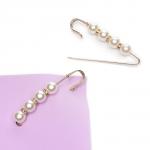 Булавка с 4 бусинами и стразами 8 см (2 шт) SF-1252, белый/золото